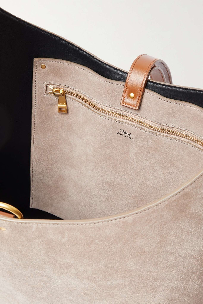 Marcie leather-trimmed suede shoulder bag 5