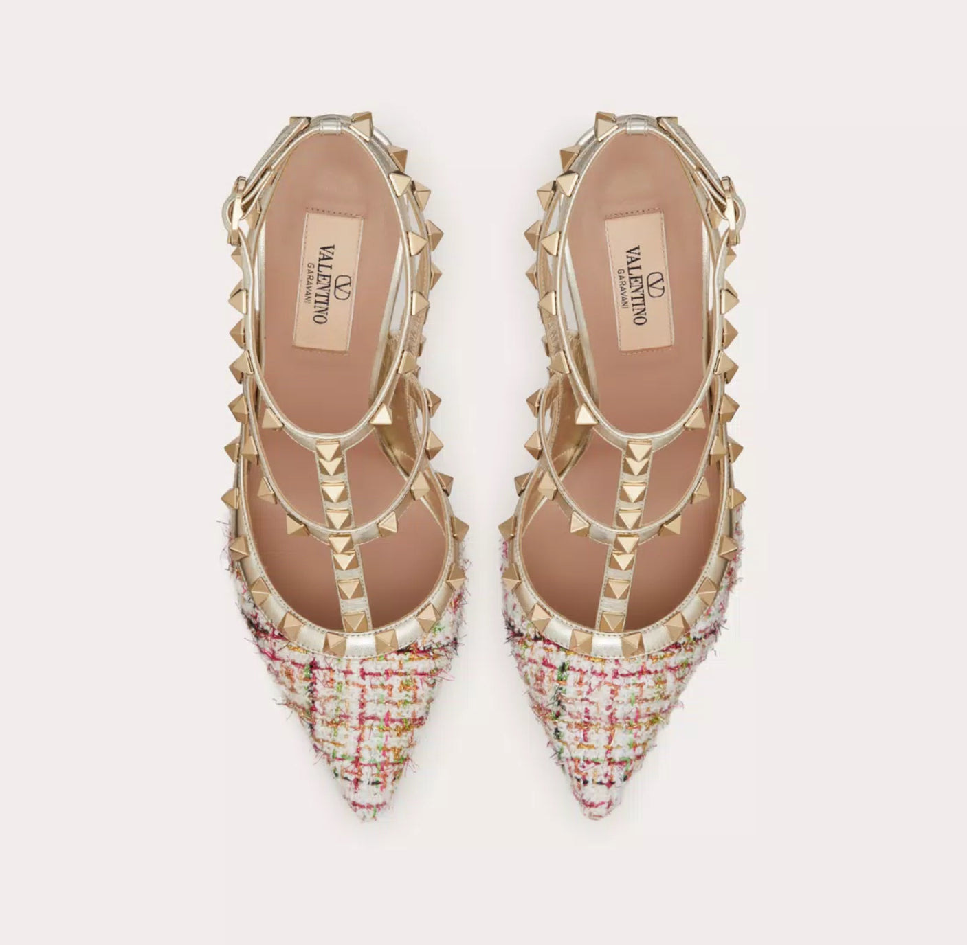 Valentino Rockstud Tweed Strap Pumps - 3