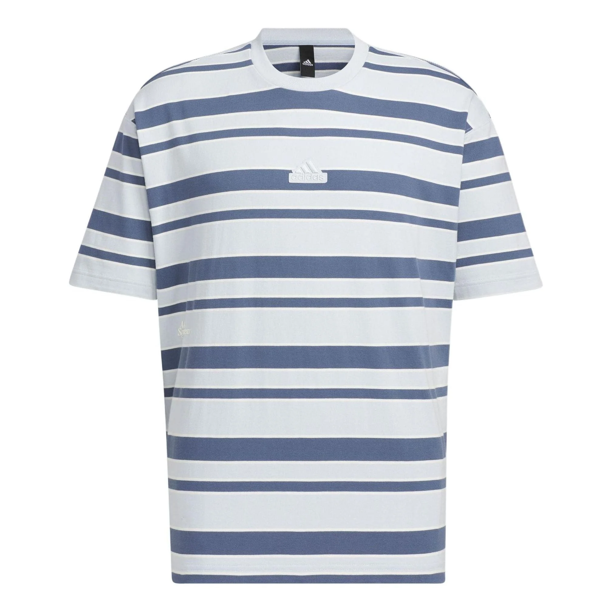 adidas Logo Stripe T-shirt Asia Sizing 'Grey Navy' IT3929 - 1