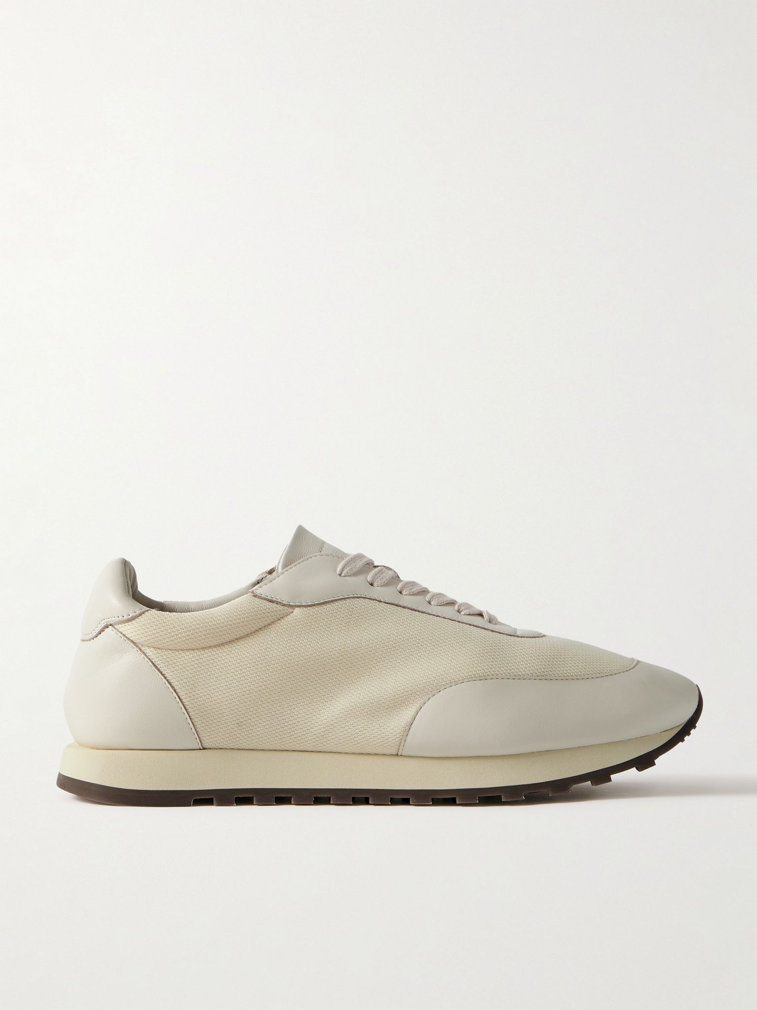 Owen Leather-Trimmed Mesh Sneakers Off-white - 1