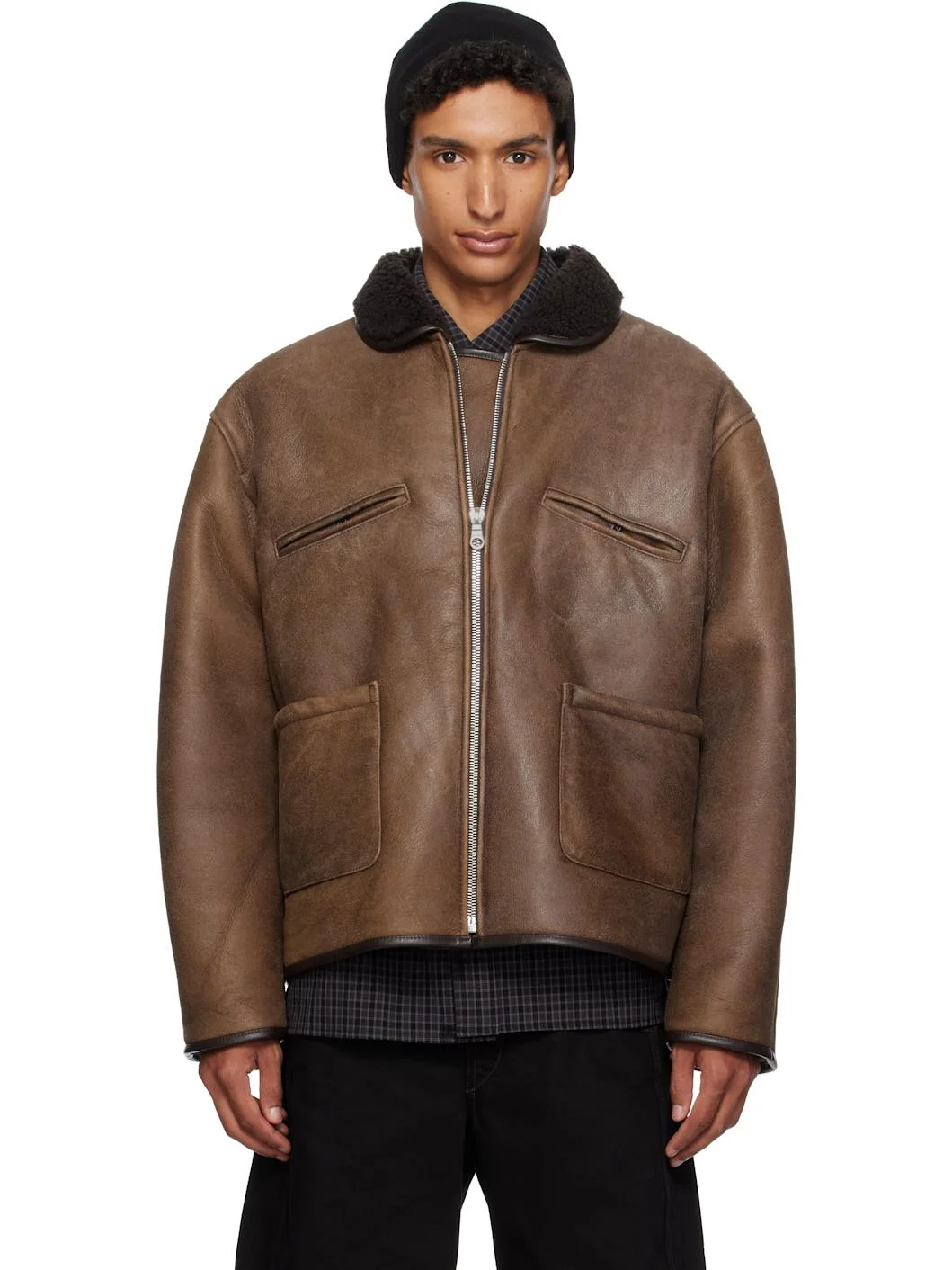 Brown Aviator Flying Leather Jacket - 1