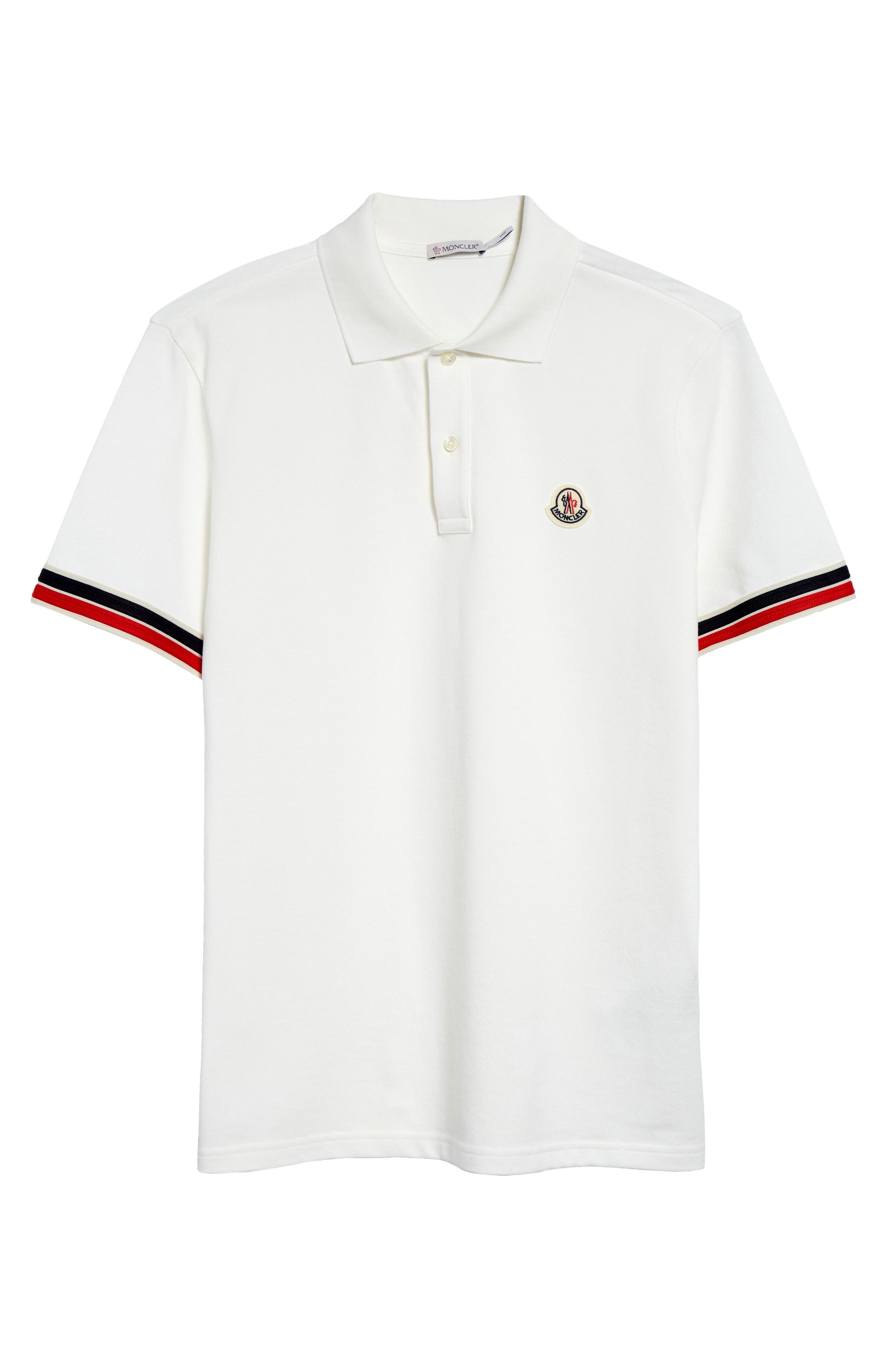 Moncler Tipped Cotton Piqué Polo in Silk White at Nordstrom - 5