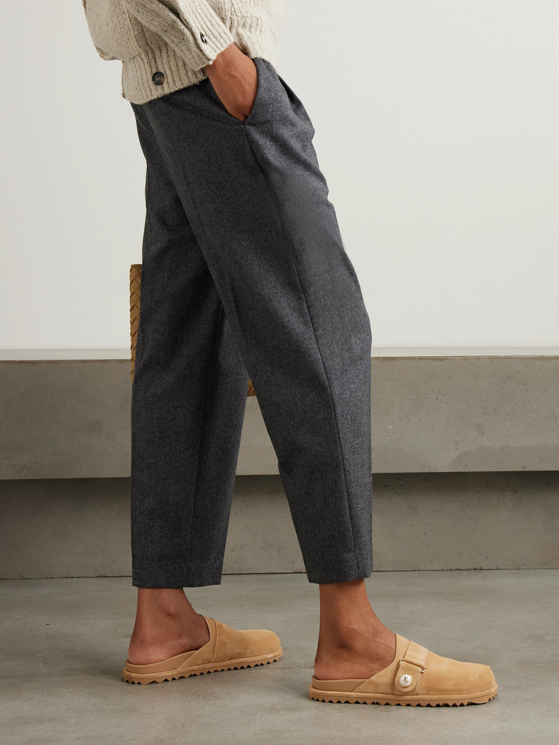 JIMMY CHOO Fayence Faux Pearl-embellished Suede Mules outlook