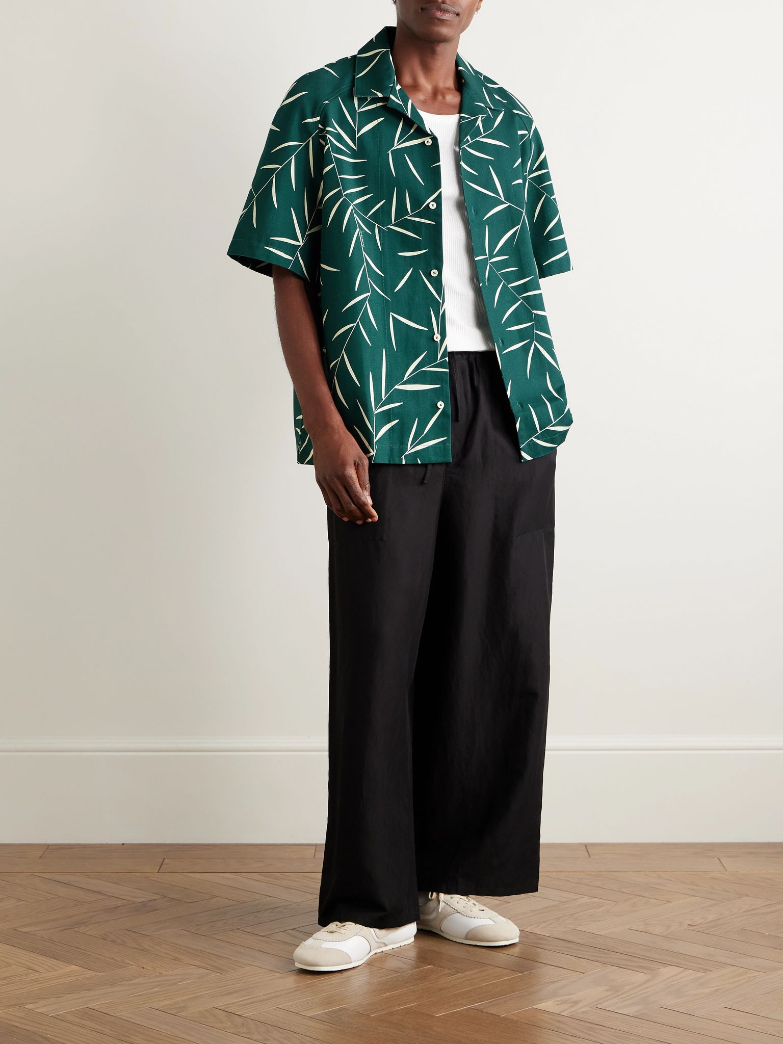Fonccio Camp-Collar Printed Cotton-Twill Shirt Green - 2