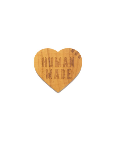 Human Made Heart Wood Coaster Set 2P Beige outlook