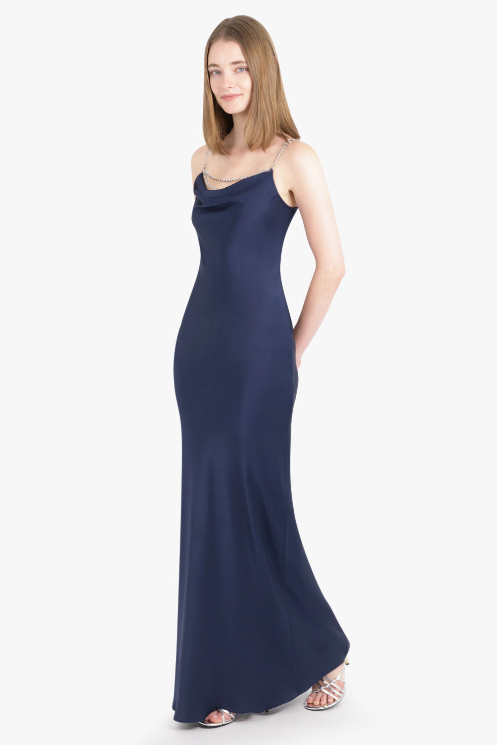 CHAIN DETAIL S/LESS MAXI DRESS | DEEP NAVY - 2