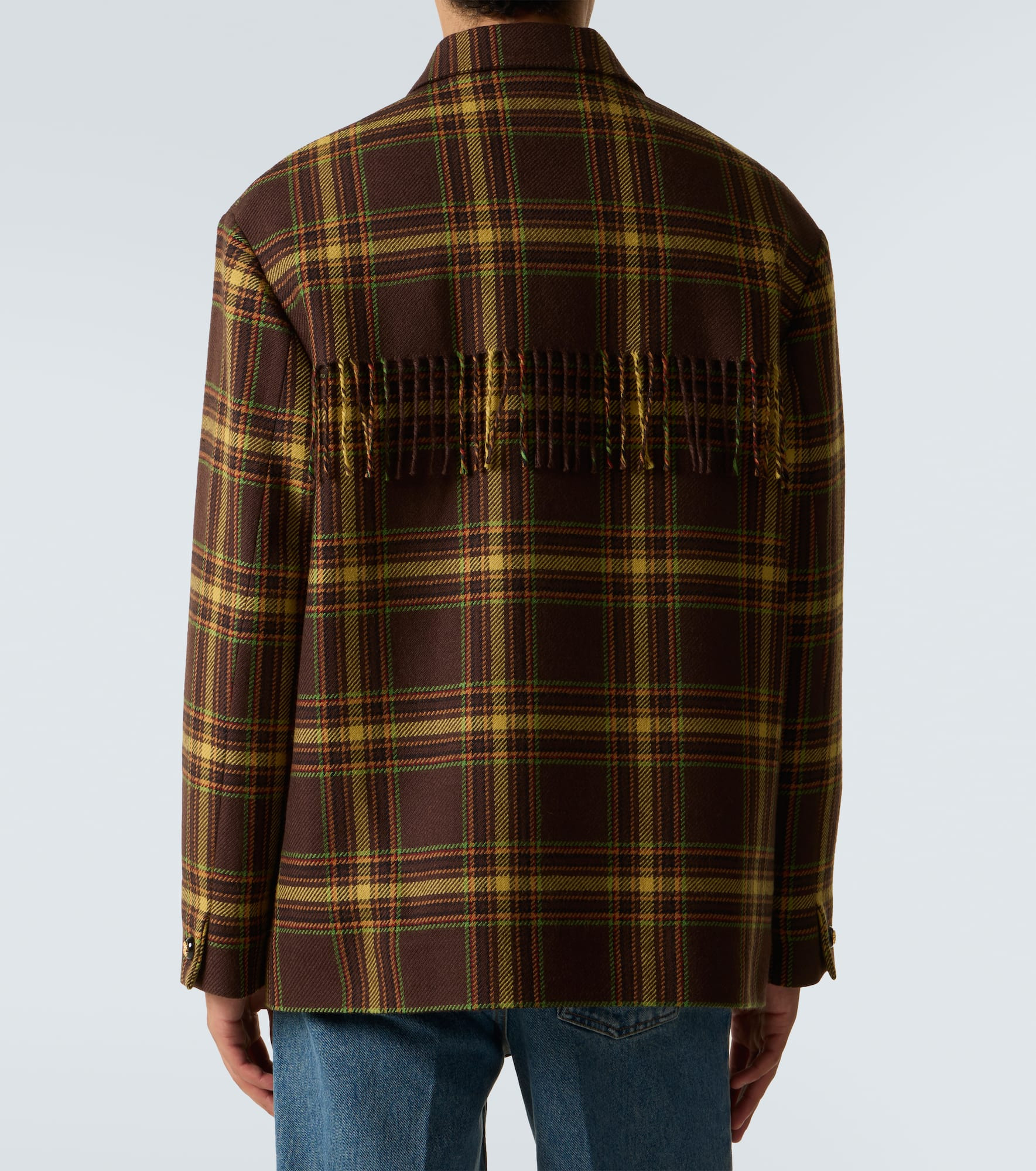 Checked fringed virgin wool jacket - 4