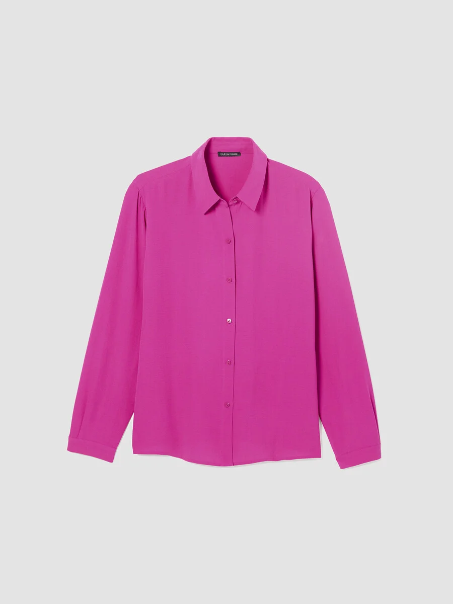 Silk Georgette Crepe Classic Collar Shirt - 1