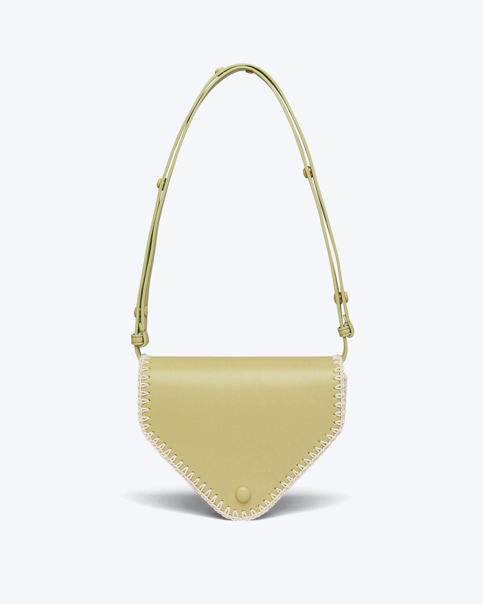 THE TRIANGLE BAG MINI - Patent alt-nappa shoulder bag - Lime/creme - 2