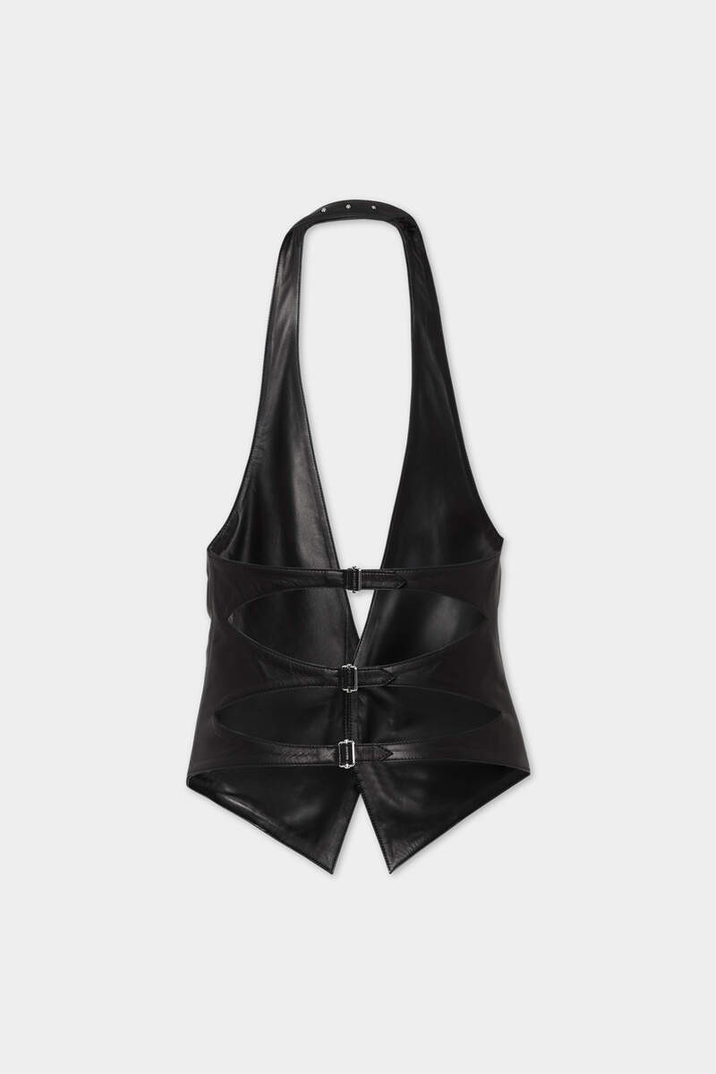 DSQUARED2 BELTED LEATHER WAISTCOAT outlook