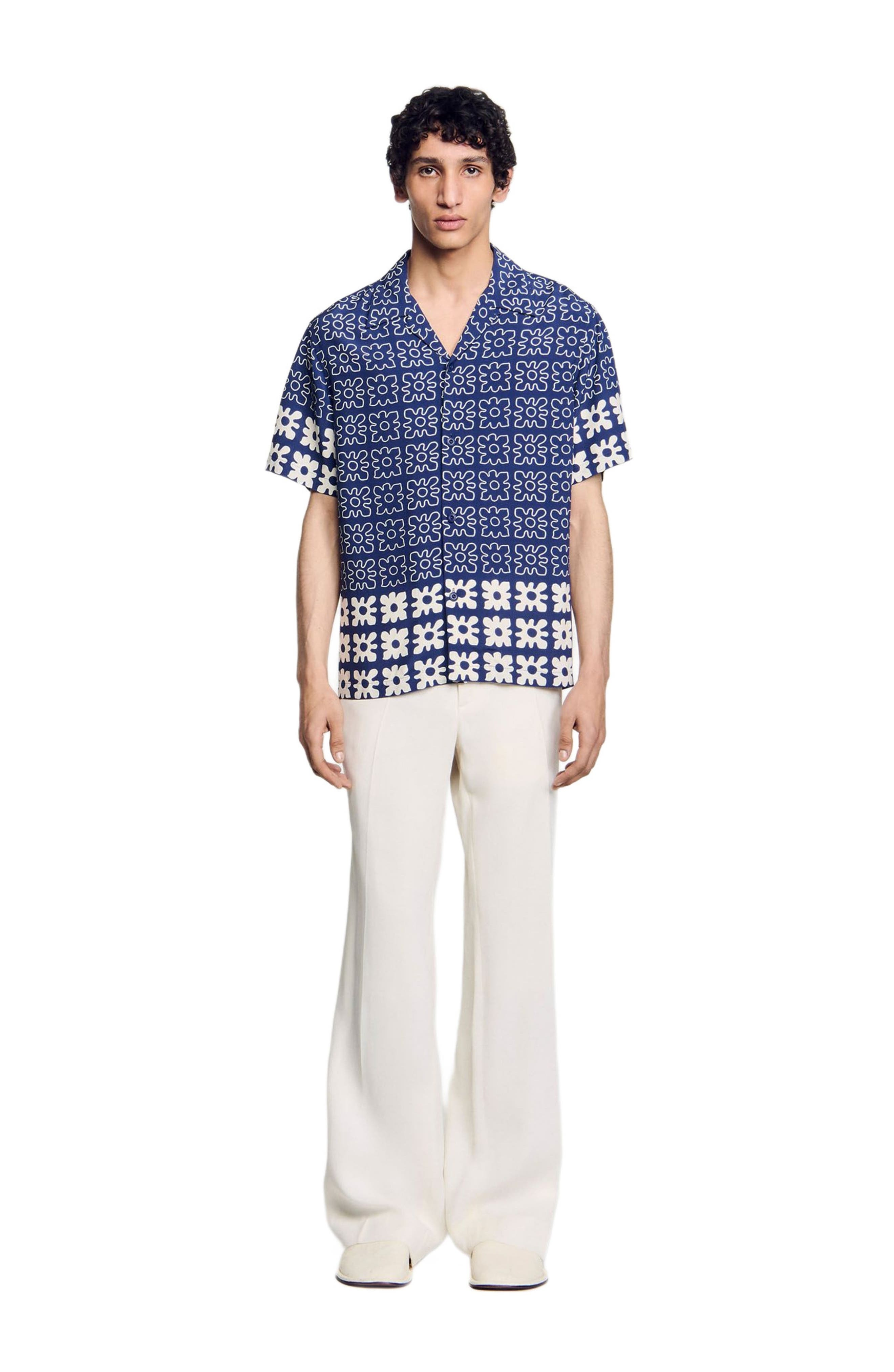 SANDRO Floral motif shirt in Midnight Blue at Nordstrom - 1