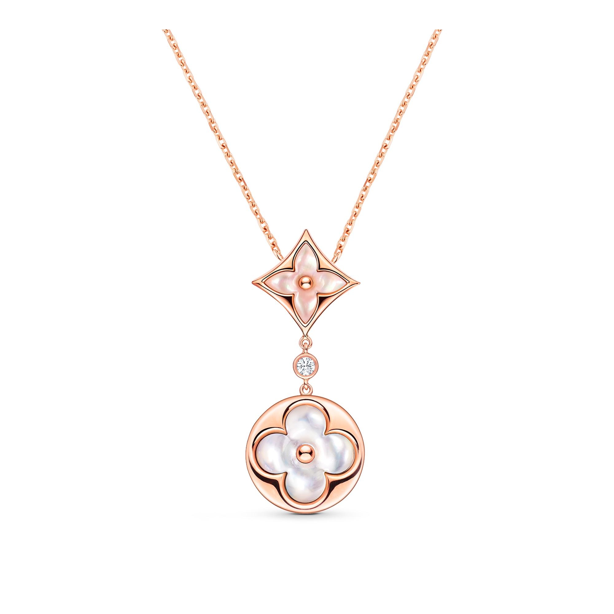 Color Blossom Necklace, Pink Gold, Pink Mother-Of-Pearl, White Mother-Of-Pearl And Diamond - 1