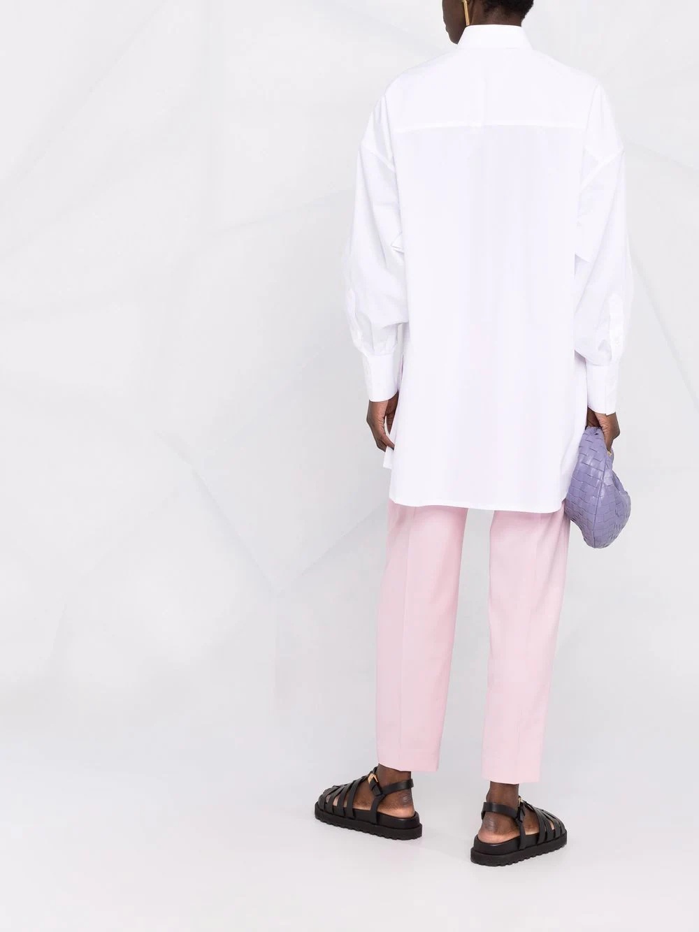 logo-plaque oversized cotton shirt - 6