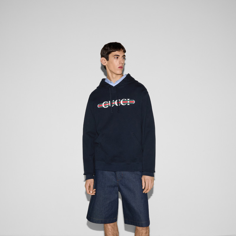 Printed cotton jersey hooded sweatshirt 3