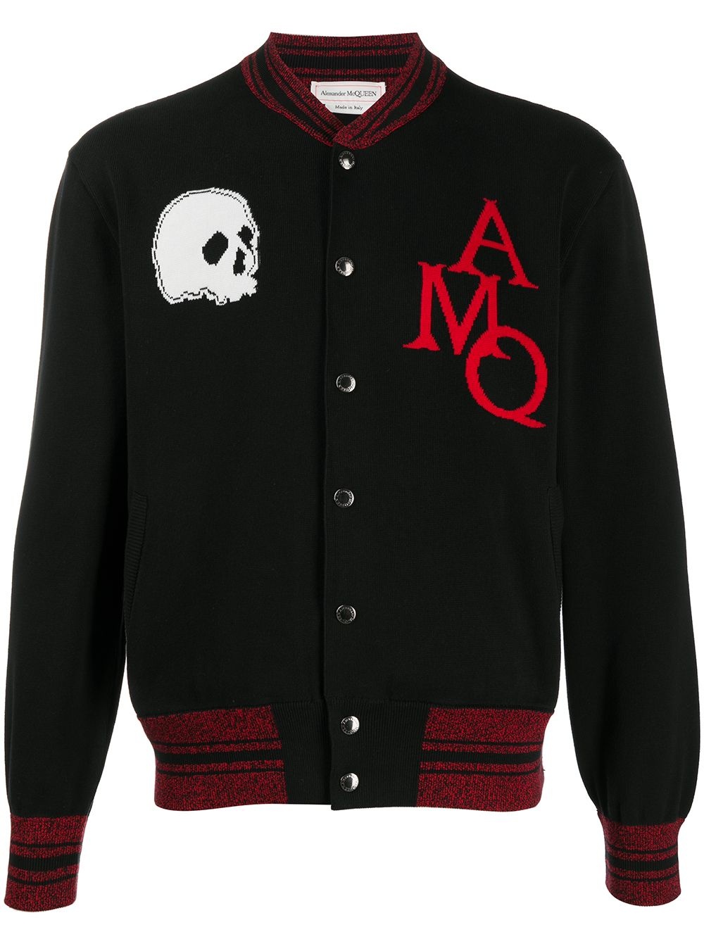 skull intarsia bomber jacket - 1