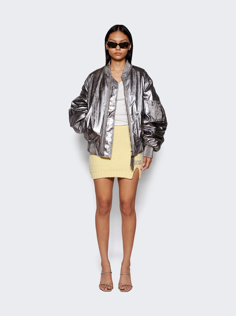 Metallic Bomber Jacket Silver - 2