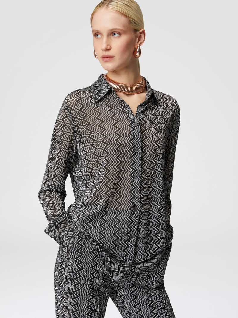 Shirt with zig zag lamé pattern 5