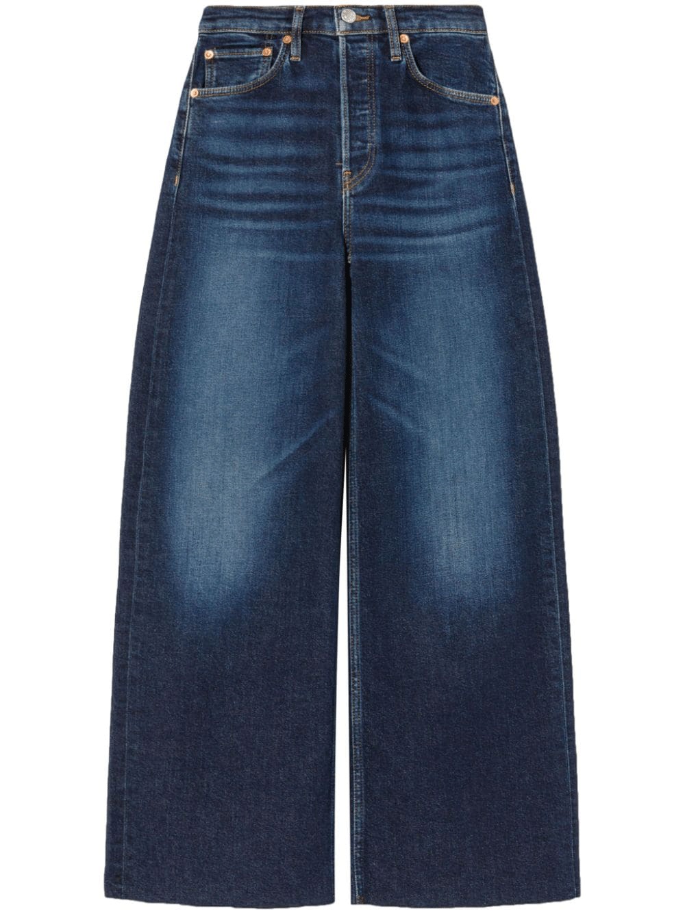 High Rise Wide Leg Cropped Jeans - 1