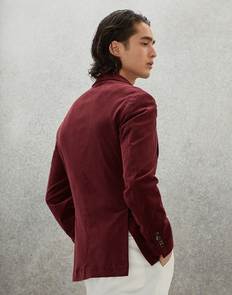 Comfort cotton and cashmere corduroy deconstructed blazer with large peak lapels 2
