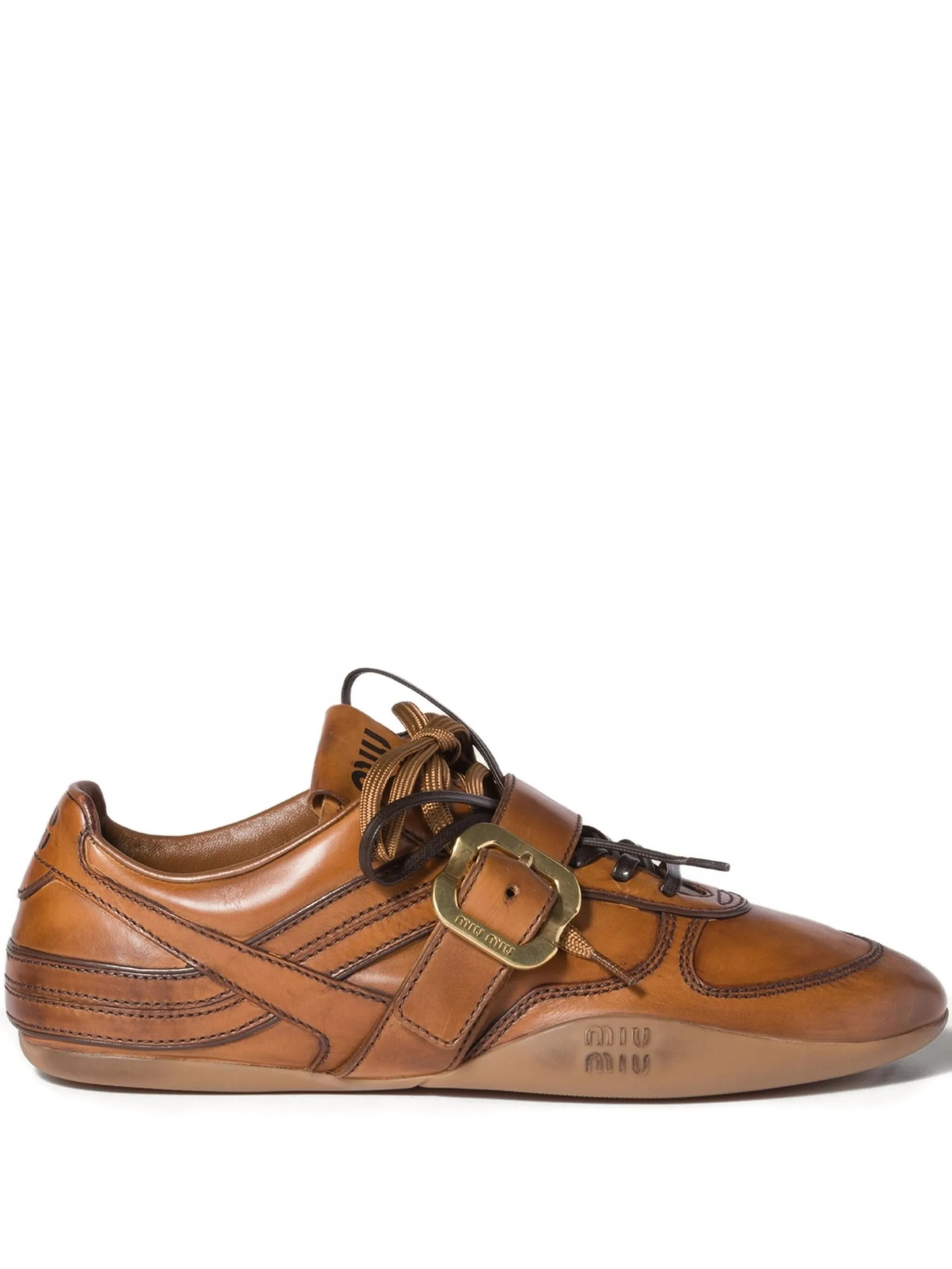 MIU MIU - Women Leather Buckle Sneakers - 1