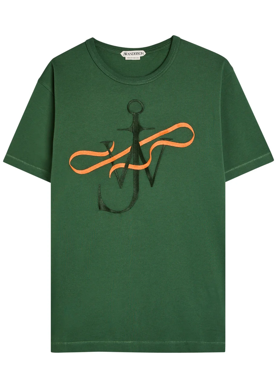 JW Anderson Ribbon Anchor Embroidered Cotton T-shirt - 1