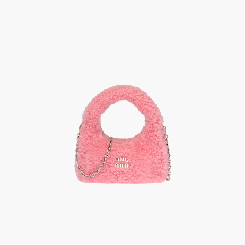 Miu Wander shearling mini hobo bag - 2