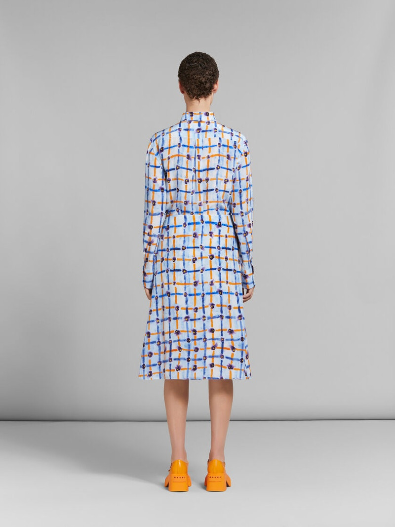 LIGHT BLUE CRÊPE DE CHINE MIDI SKIRT WITH SARABAND PRINT 3