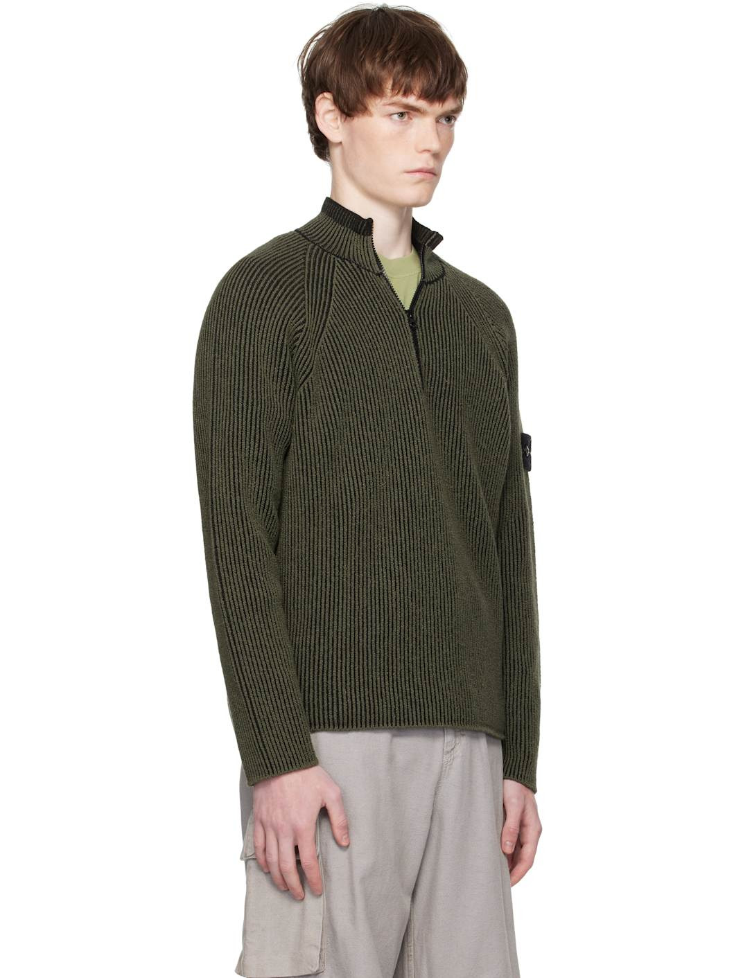 Khaki 5100024 Full Rib RWS Wool Sweatshirt - 2