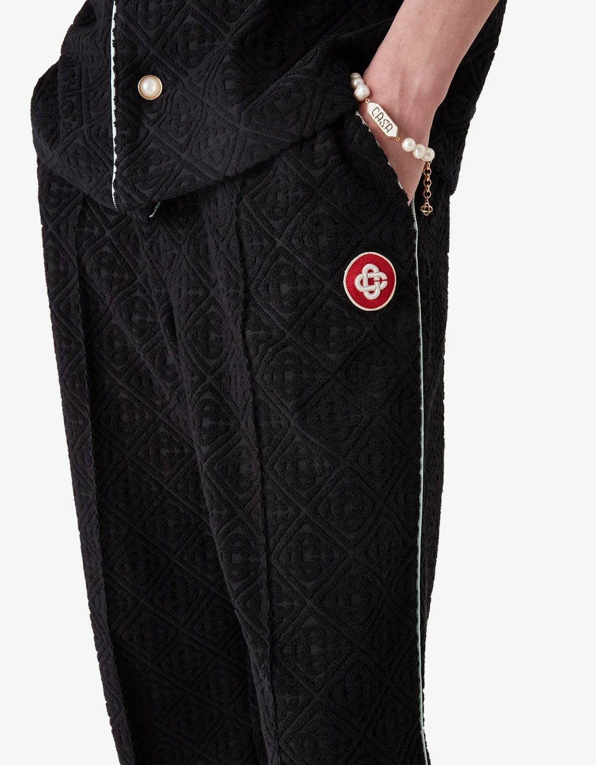 Casablanca Black Monogram Jacquard Towelling Trousers - 3