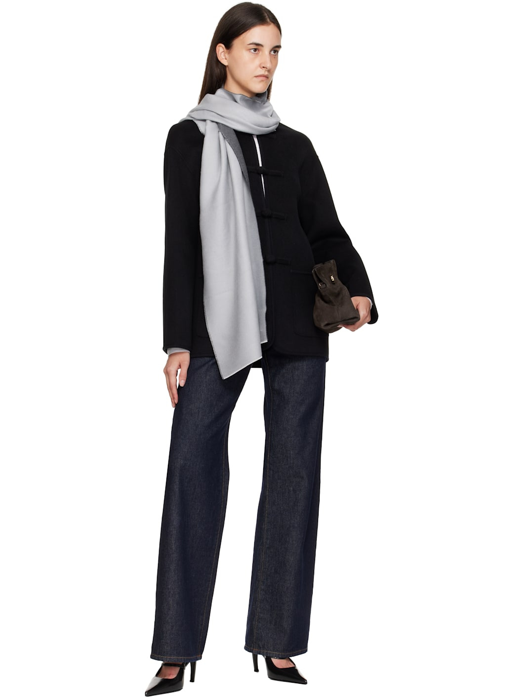 Gray 'Givenchy' Woven Scarf - 3