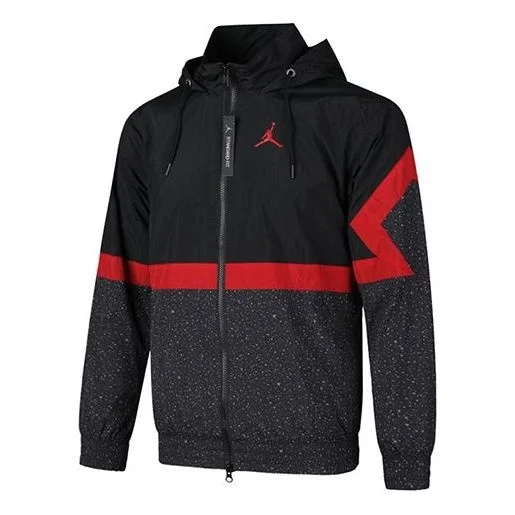 Air Jordan Sports Windproof Hooded Jacket Black Red CZ2495-010 - 1