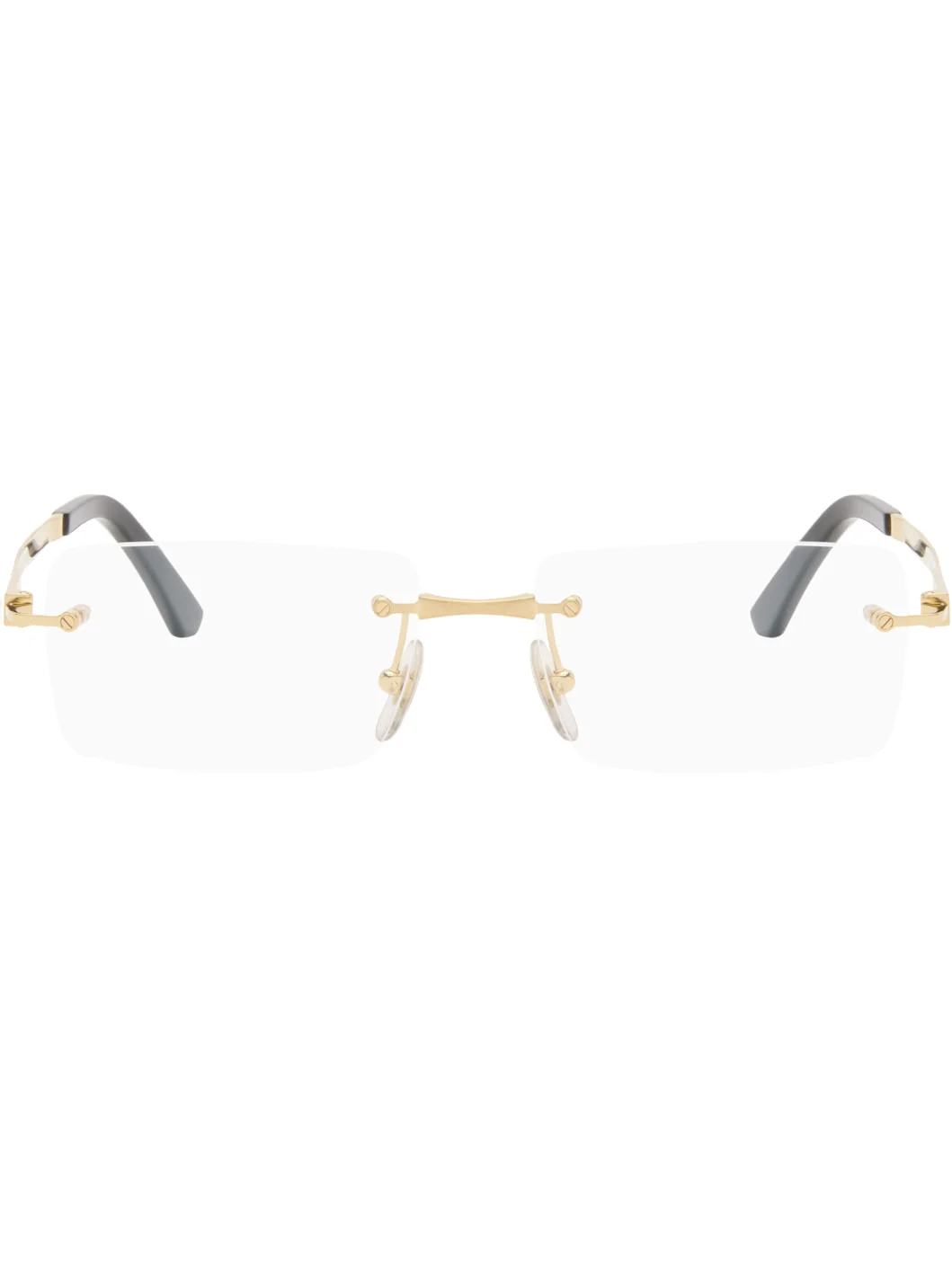 Gold 'Santos de Cartier' Rectangular Titanium Glasses - 1