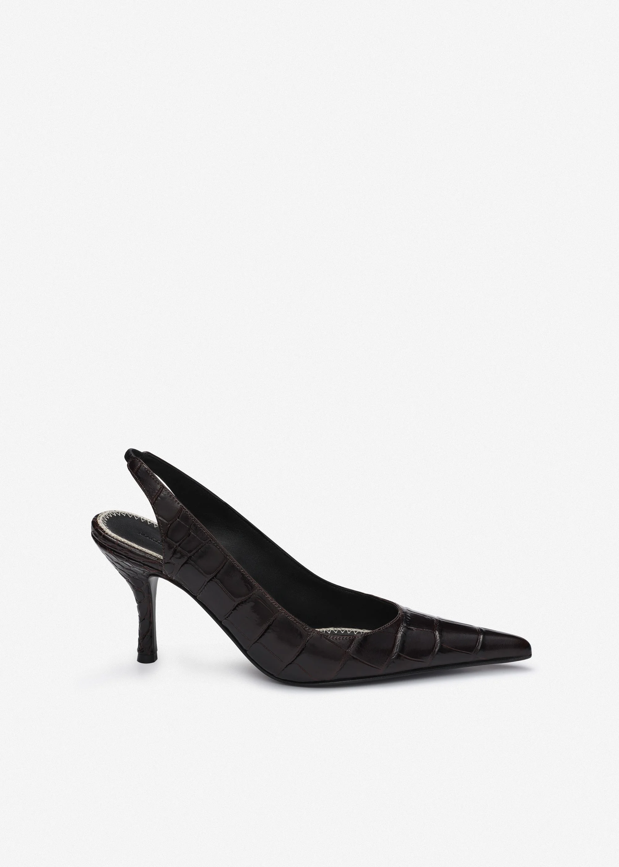 Low slingback pumps in croco-embossed leather - 1