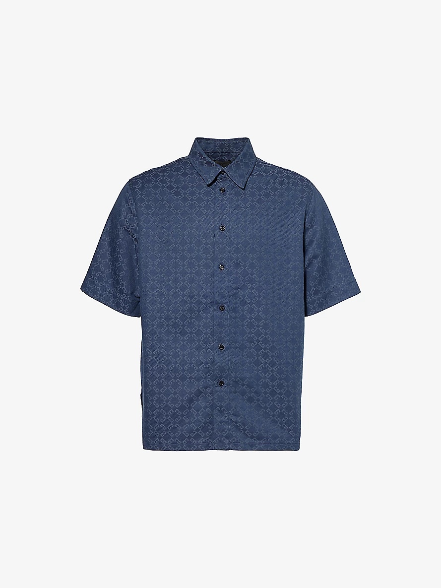 Monogram-print relaxed-fit cotton-blend shirt - 1