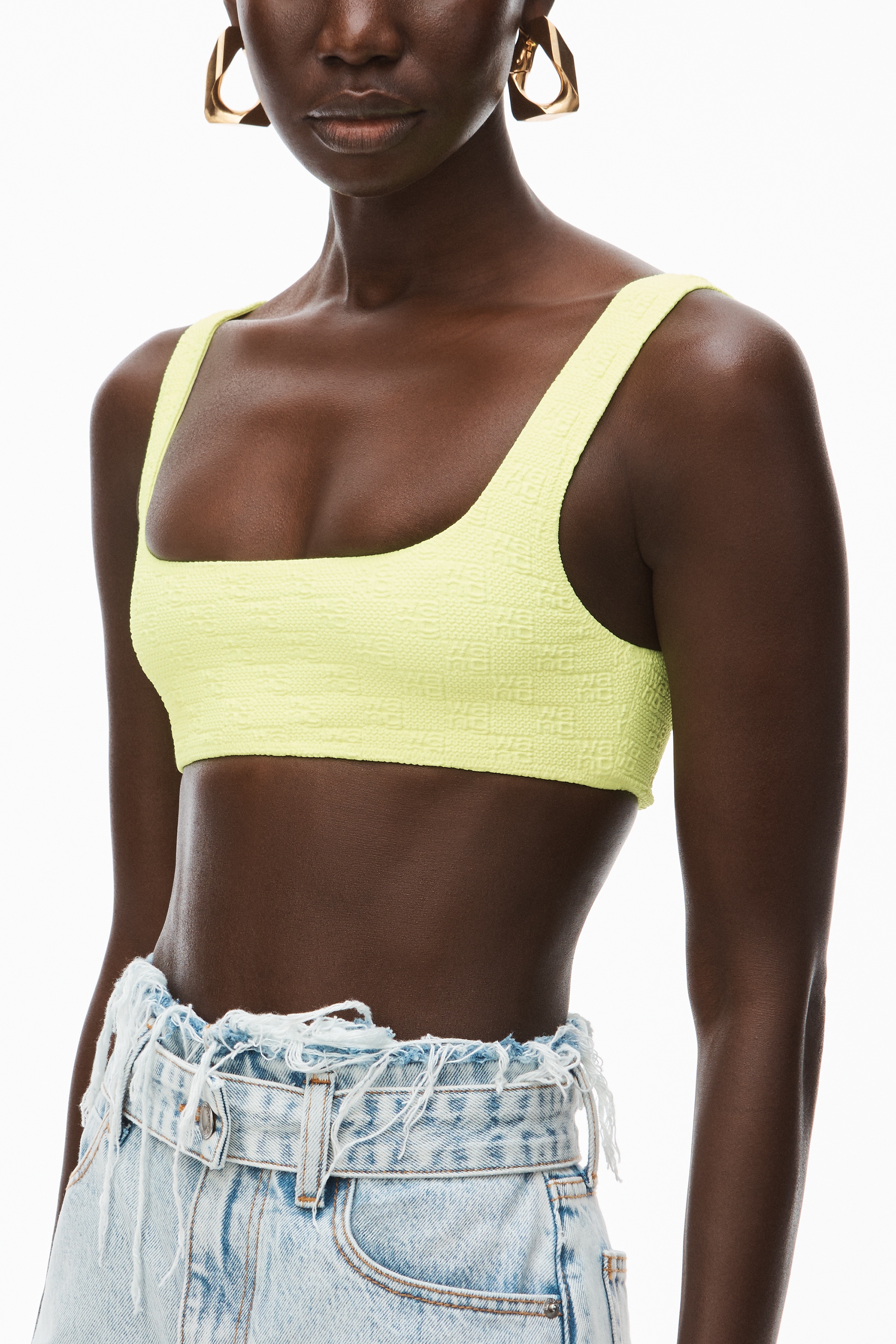 BIKINI TOP IN TEXTURED LOGO JERSEY - 3