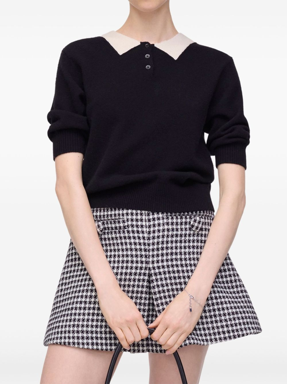 contrast-collar wool top - 4