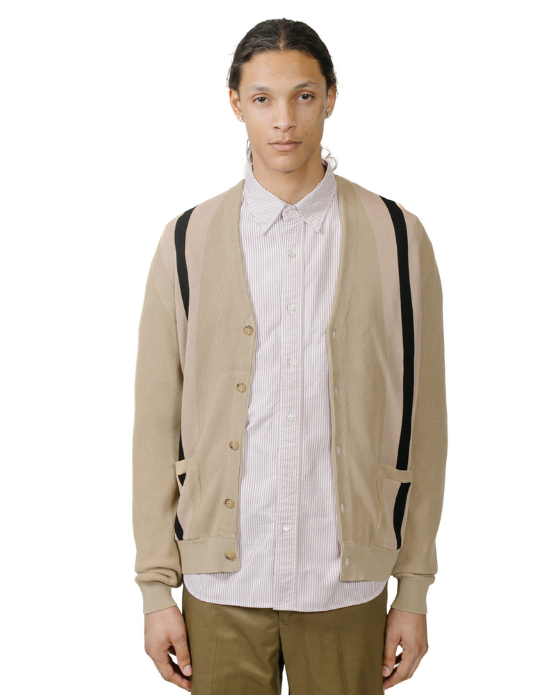 BEAMS PLUS Cardigan Stripe Beige outlook