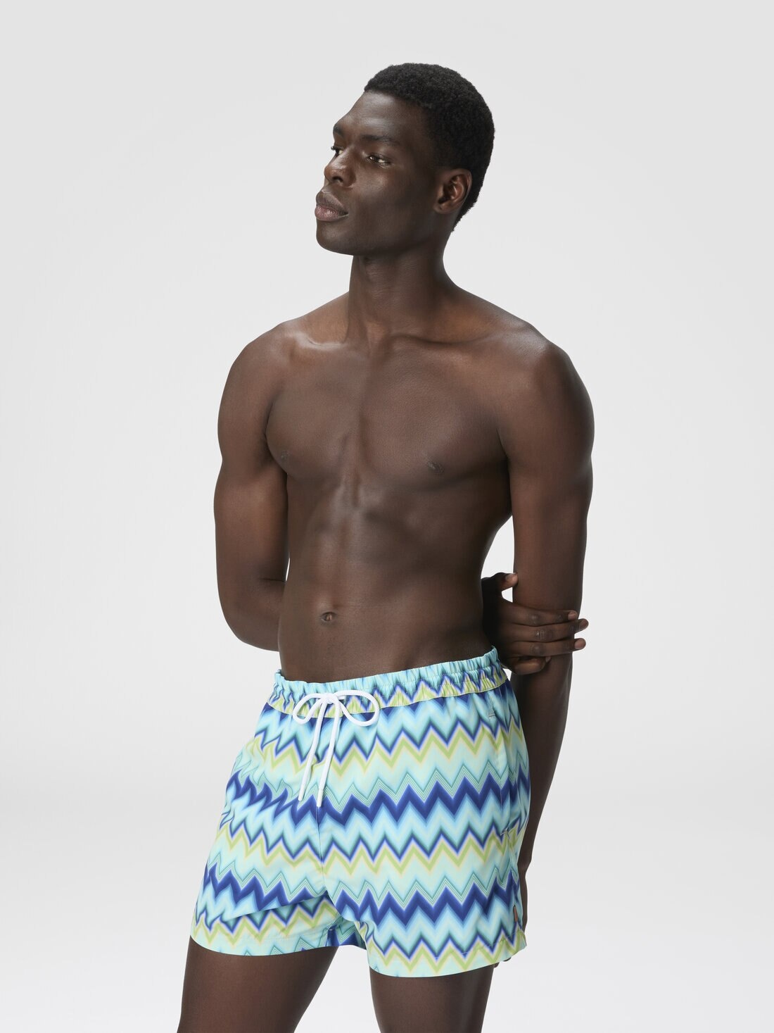 Nylon Swimsuit with Zigzag Print - 4