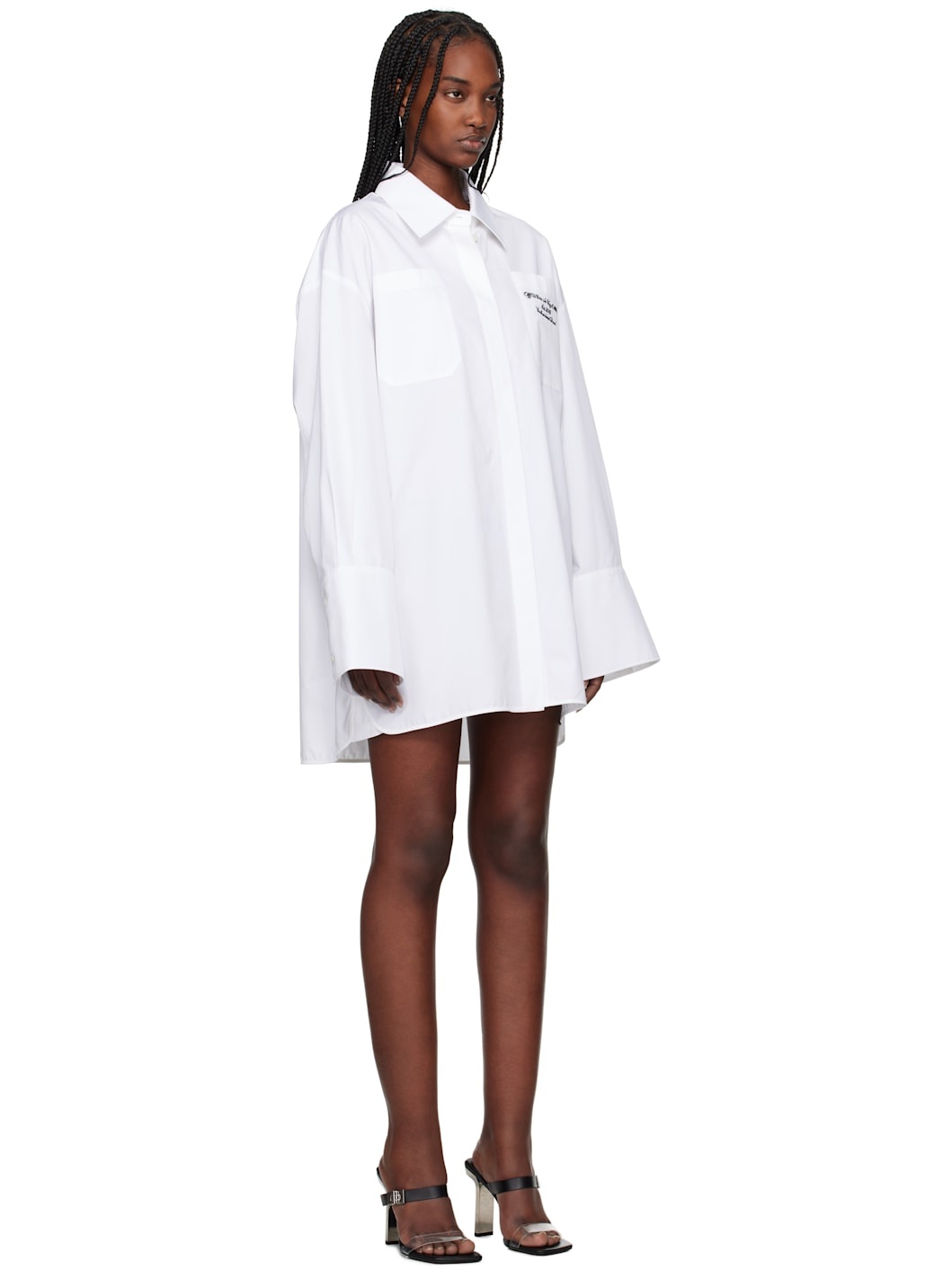 White Poplin Roxy Shirt Minidress - 2