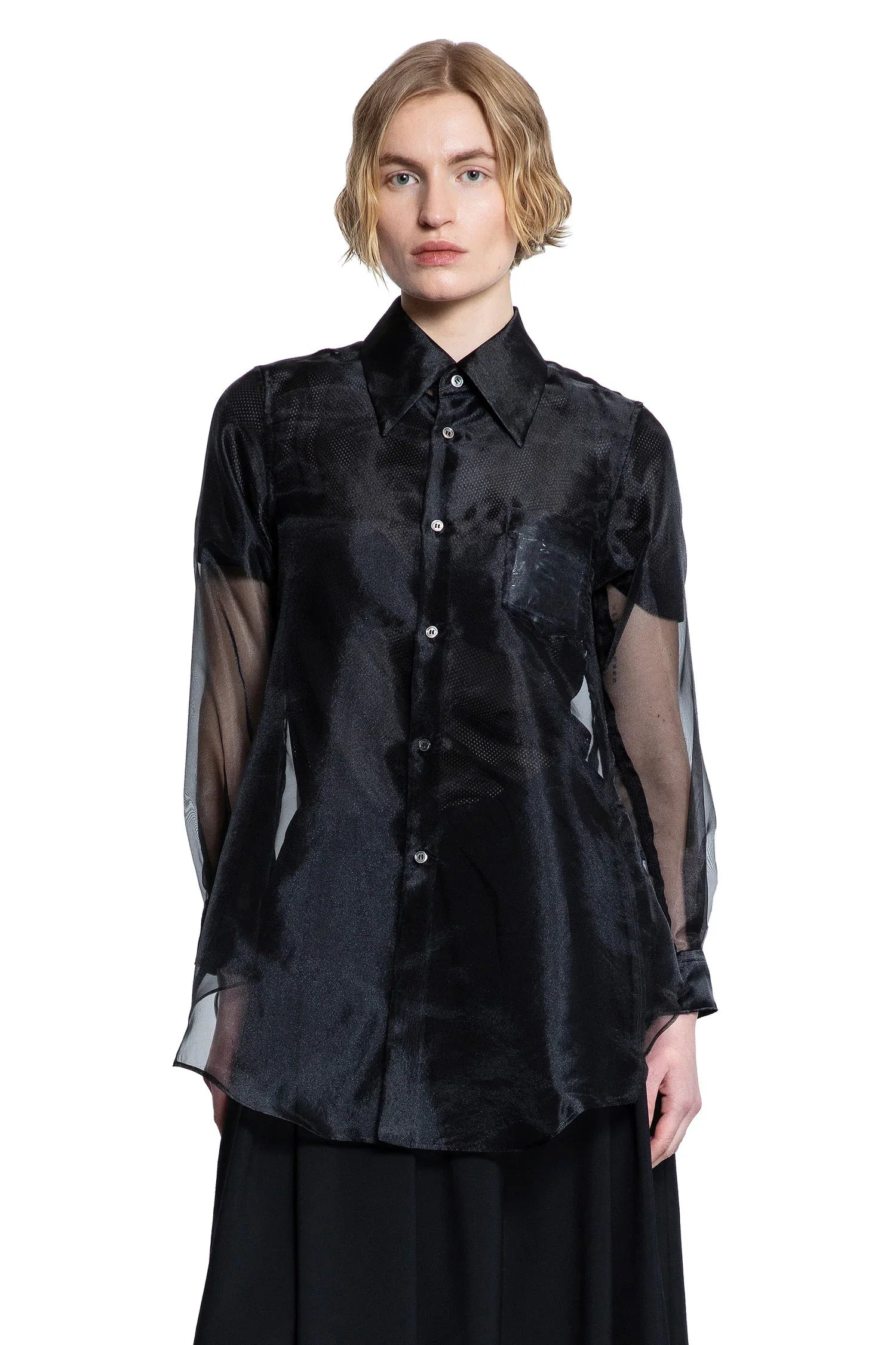Layered-Wool-Mesh-And-Tulle-Shirt - 5