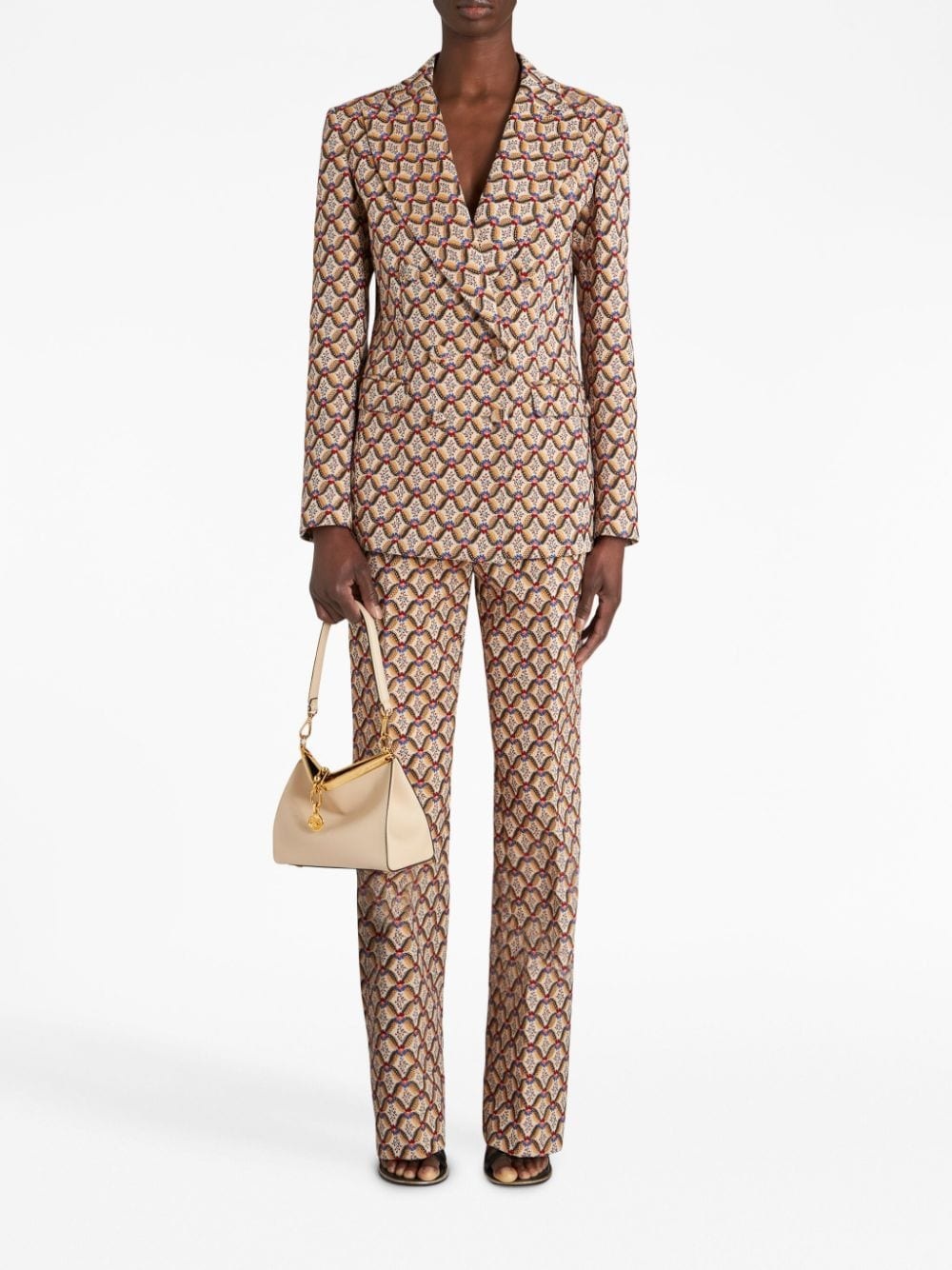 floral-jacquard double-breasted blazer - 2