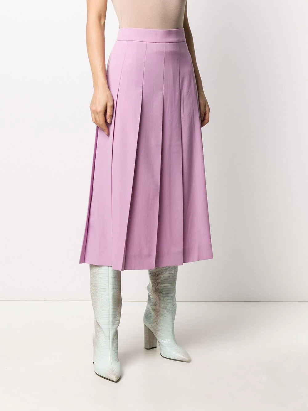 box-pleat mid-length skirt - 3