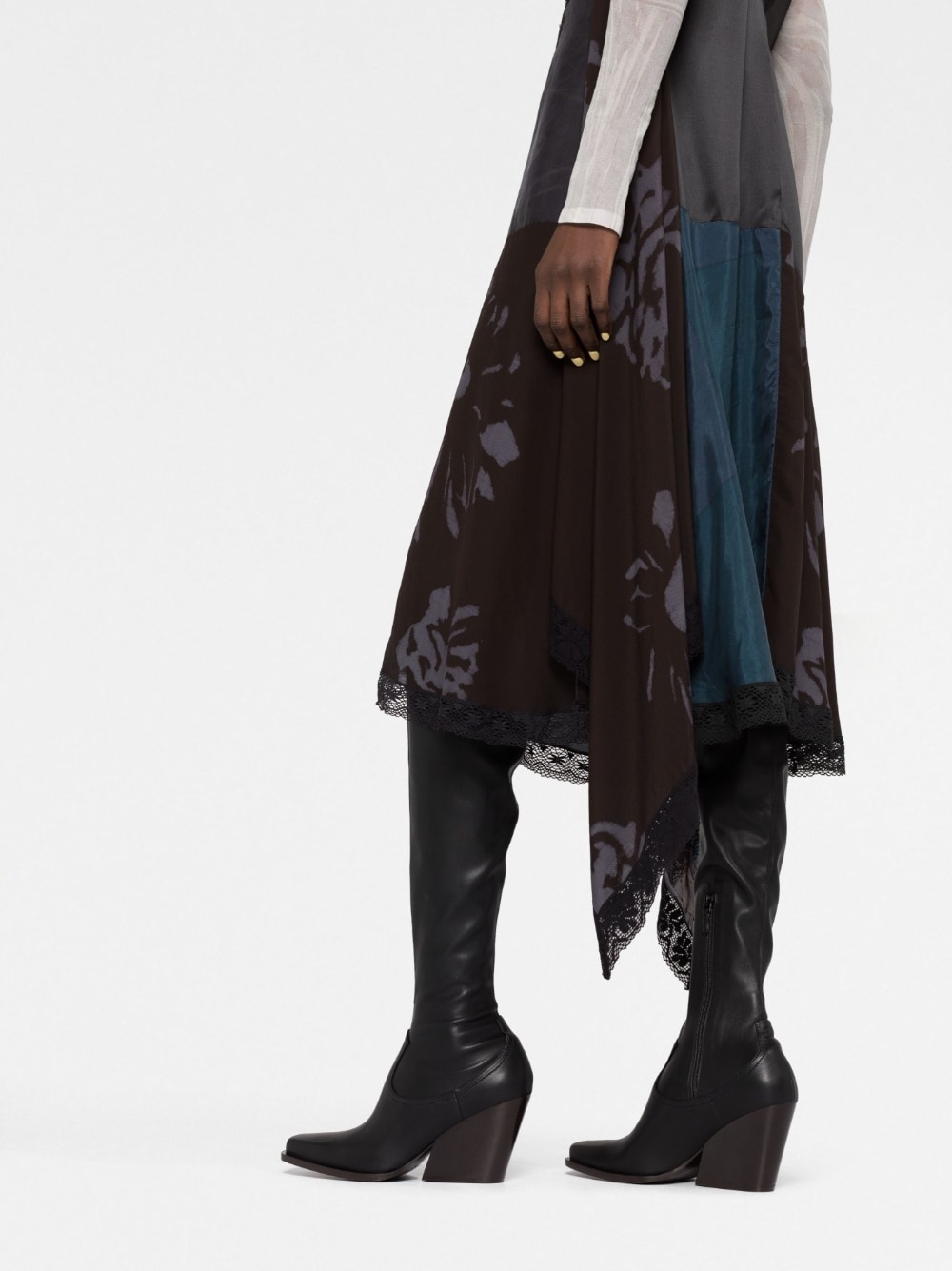 V-neck silk midi dress - 3