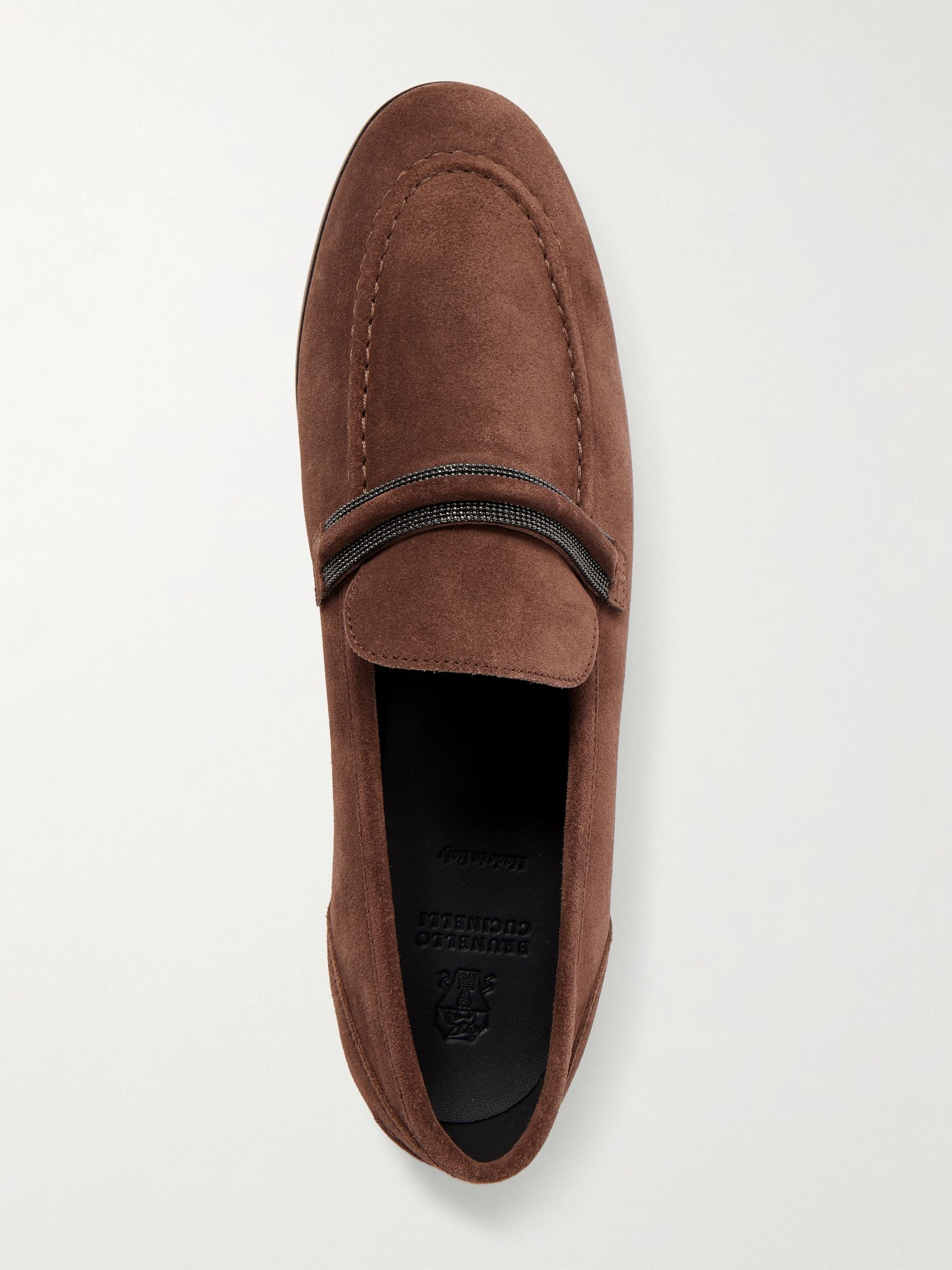 Bead-embellished suede loafers Burgundy - 5