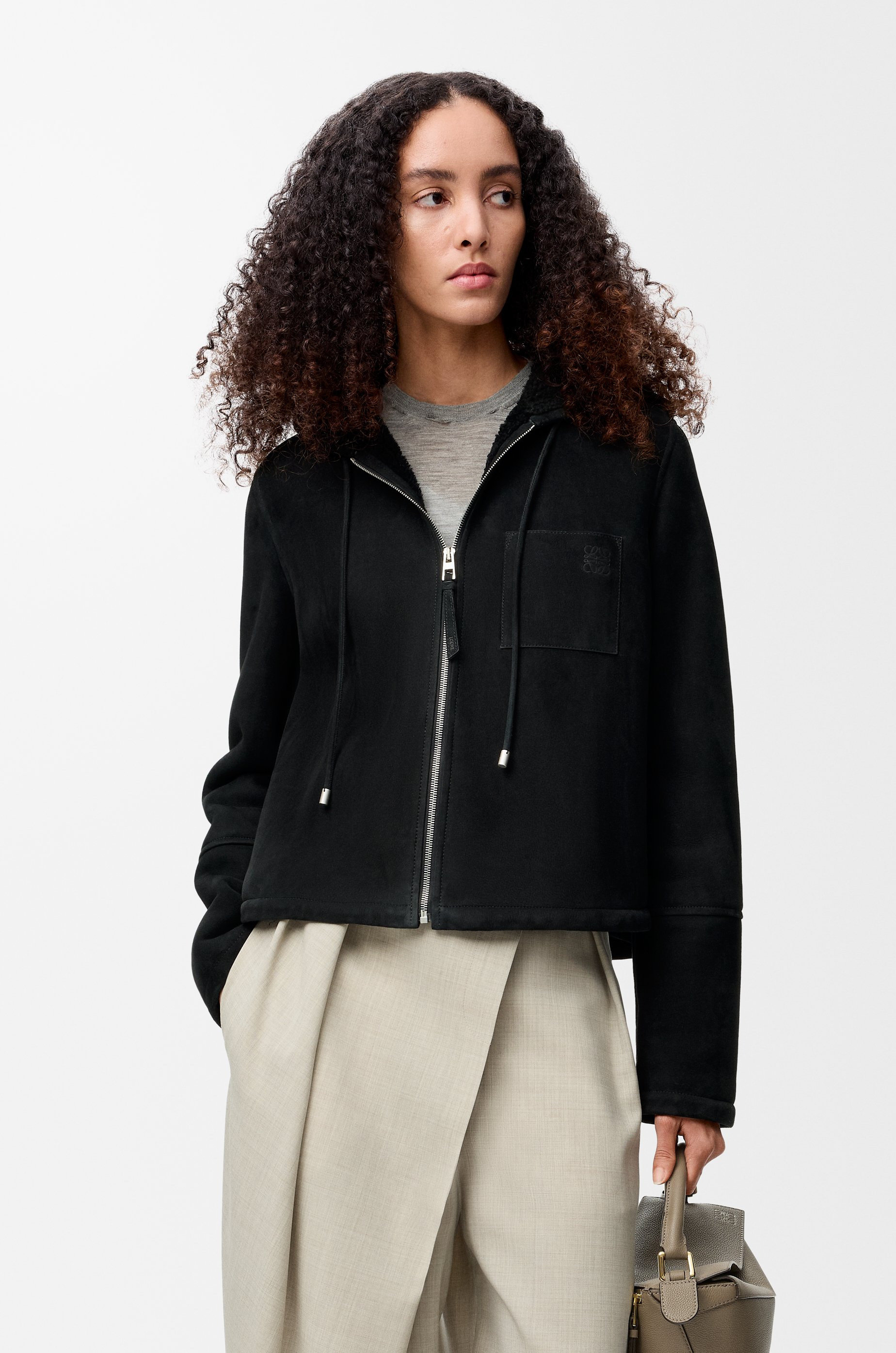 Hooded jacket in shearling - 3
