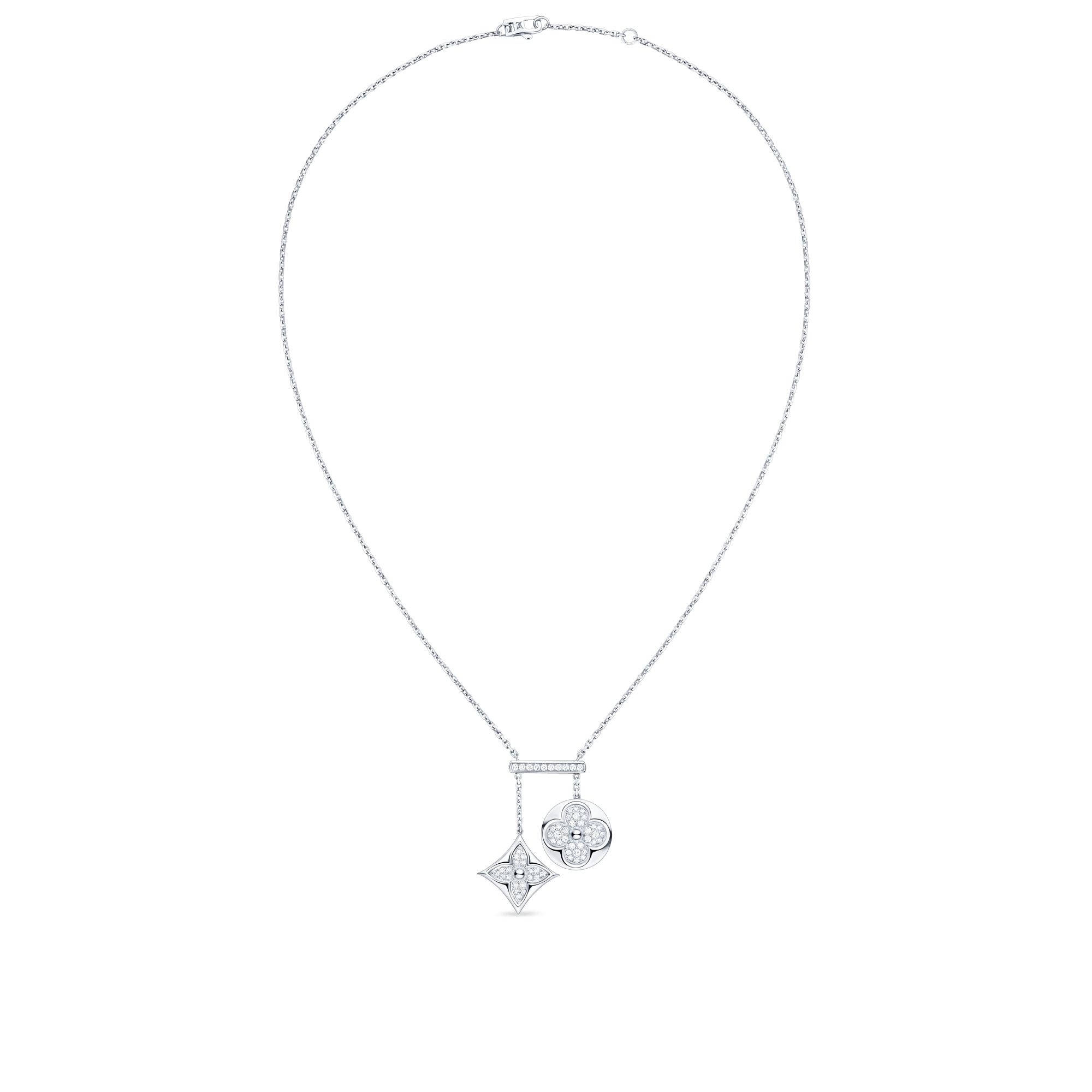 Color Blossom Neglige Necklace, White Gold And Diamonds - 3