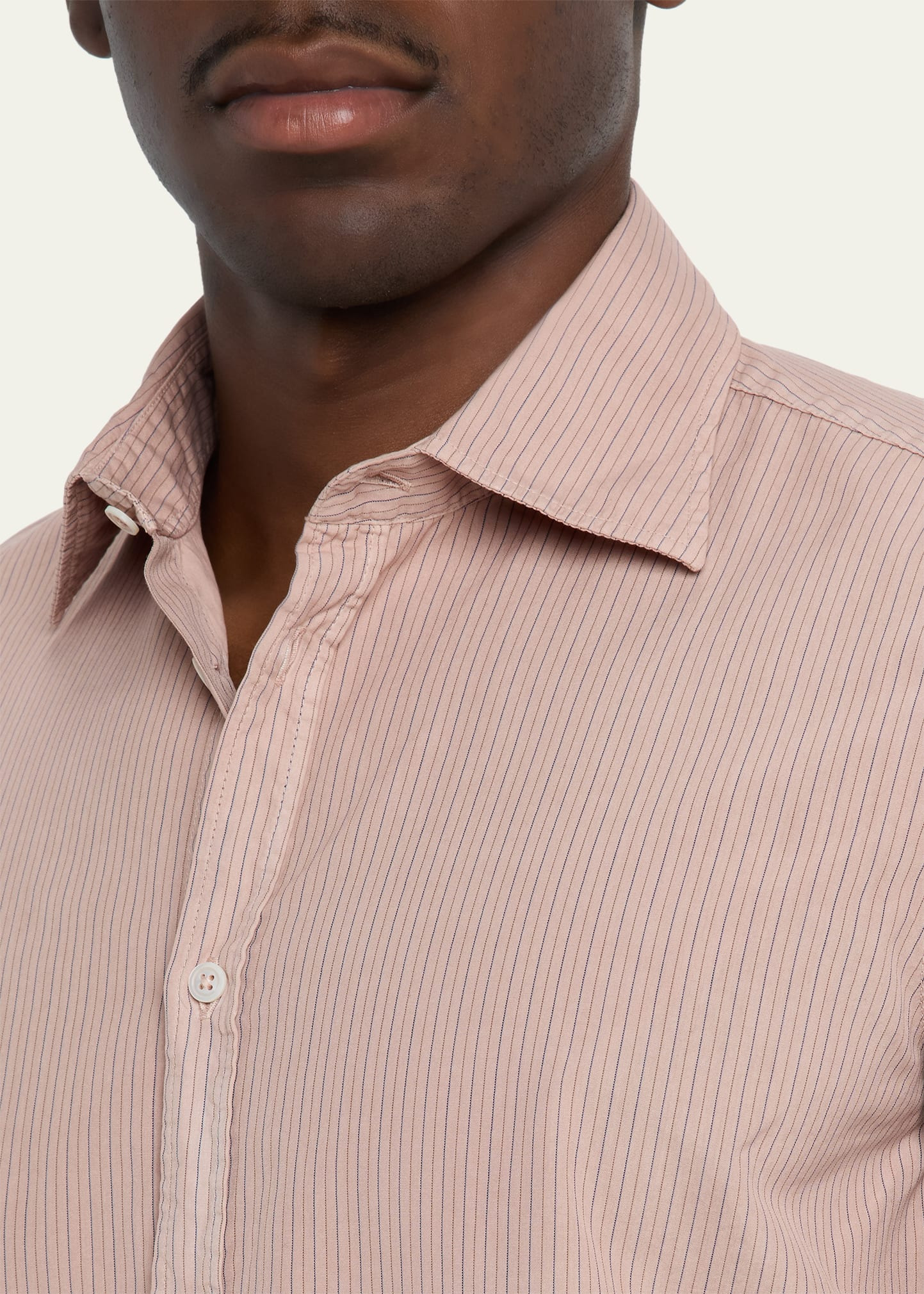 Men's Genova Stripe Cotton Button-Down Shirt - 5