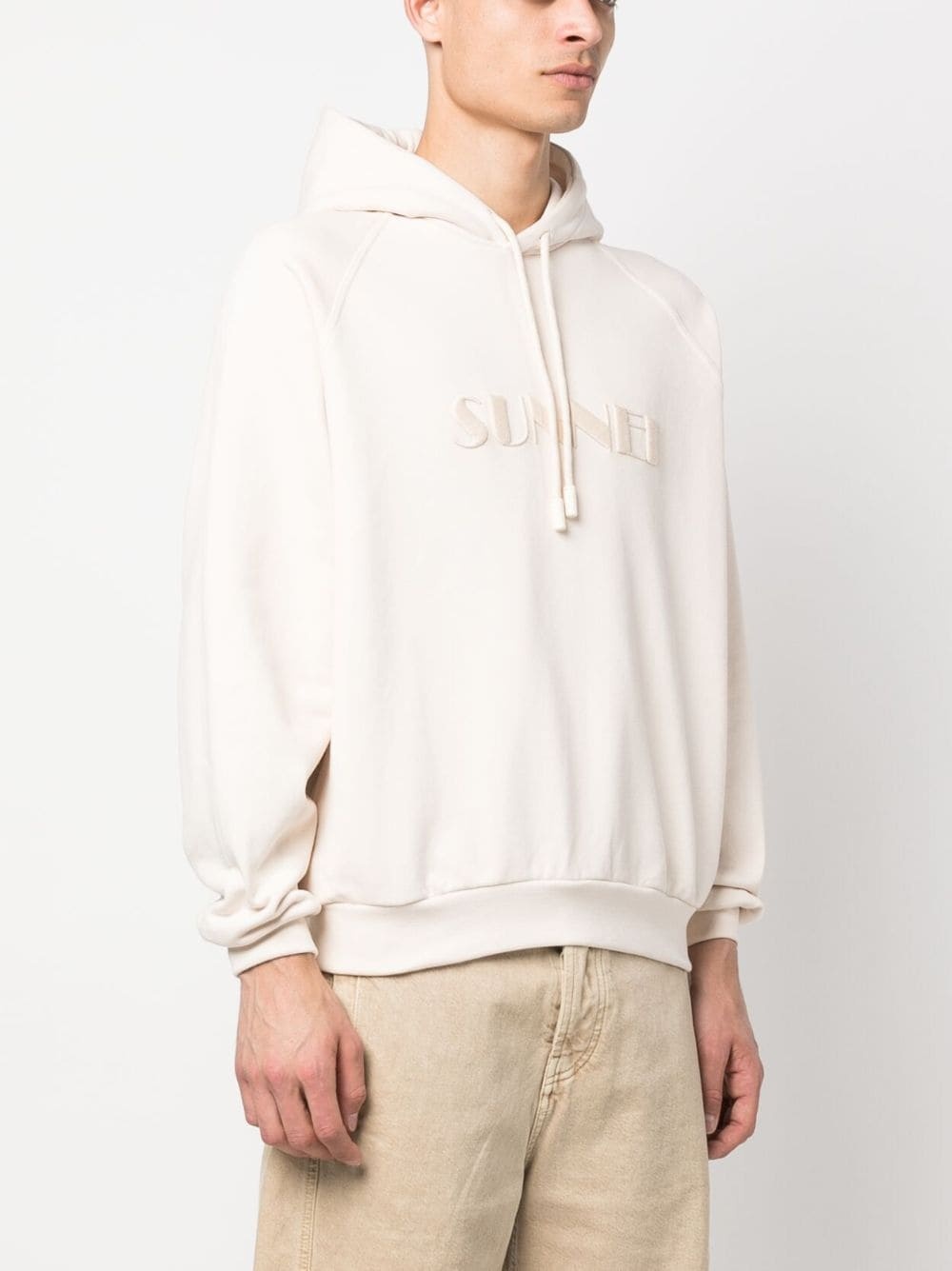 embroidered-logo cotton hoodie - 3