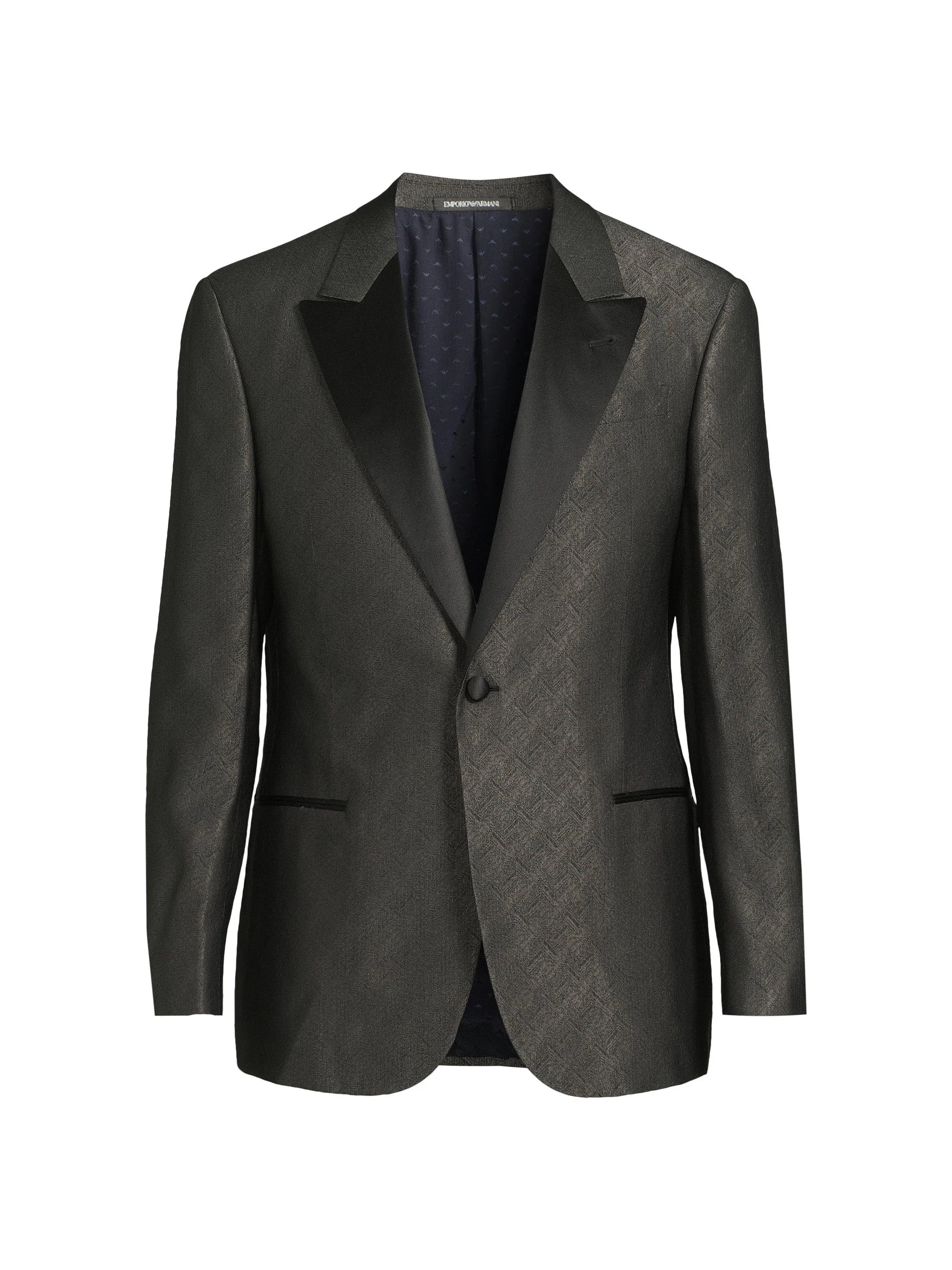 Men's Shiny Woven Dinner Jacket - Charcoal - 1