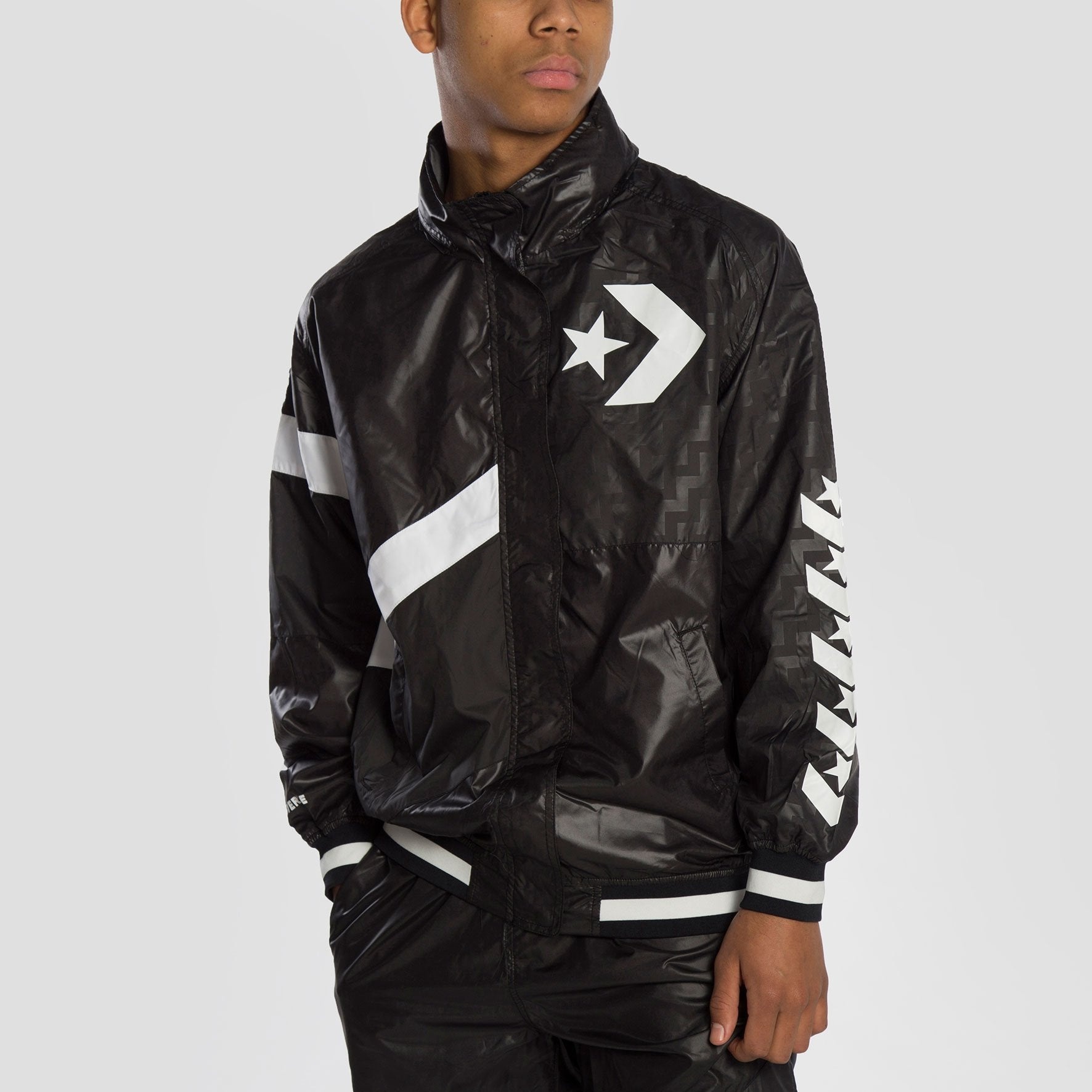 (WMNS) Converse Casual Sports Logo Hooded Jacket Black 10017653-A01 - 4